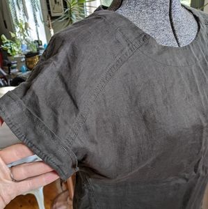 100% Linen shirt, dark Olive green